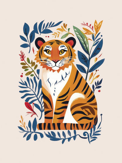 Tigre folklorique - Affiche Folk Art