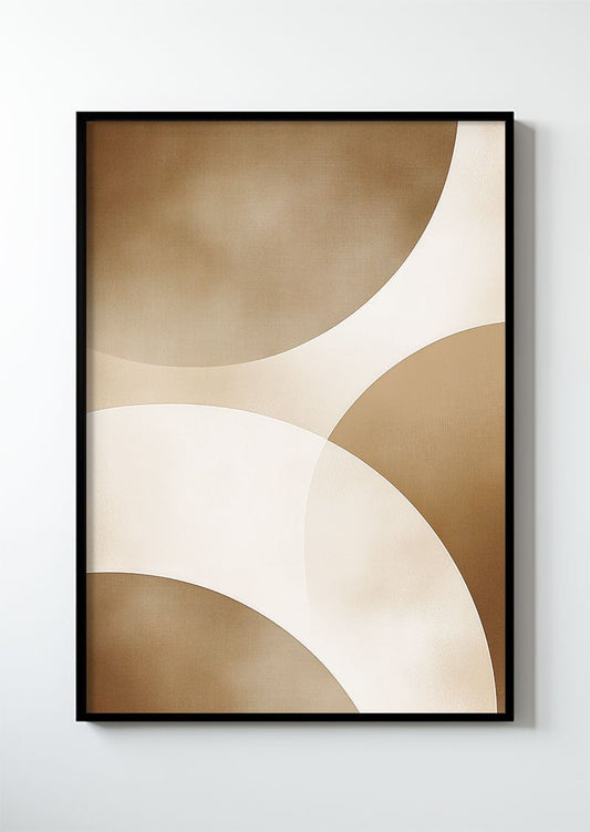 Poster contemporain Wabi-Sabi, représentant des cercles peints, de couleur terre, dans un cadre