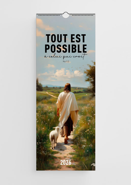 Calendrier mural Chrétien 2026 - 15x40cm