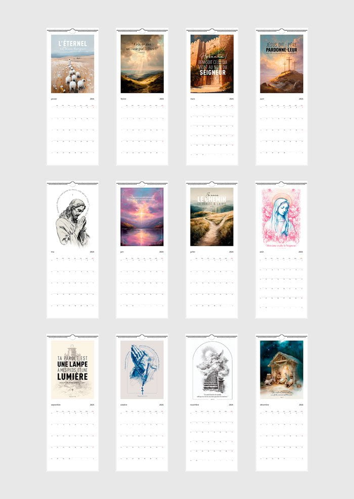 Calendrier mural Chrétien 2026 - 15x40cm
