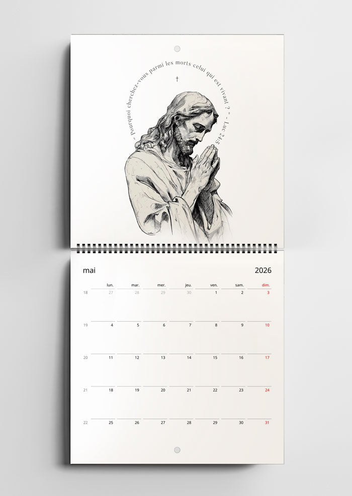 Calendrier mural Chrétien 2026 - Carré (21x21cm)