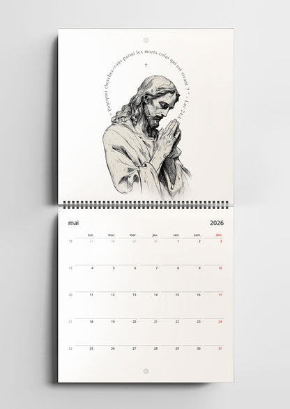 Calendrier mural Chrétien 2026 - Carré (21x21cm)