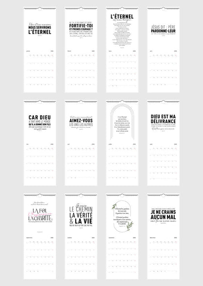 Calendrier mural Chrétien 2026 - Versets bibliques - 15x40cm