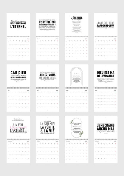 Calendrier mural Chrétien 2026 - Versets - Carré