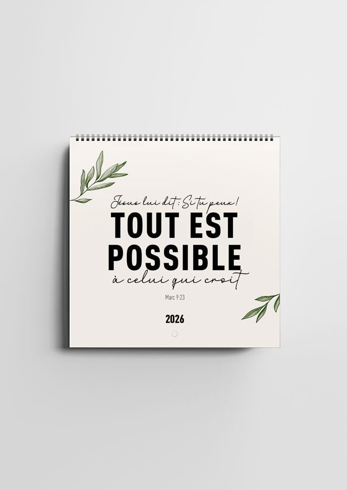 Calendrier mural Chrétien 2026 - Versets - Carré