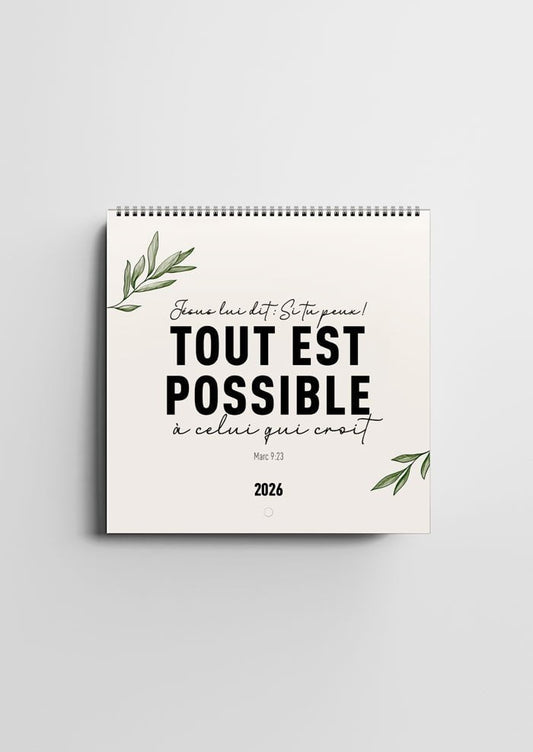 Calendrier mural Chrétien 2026 - Versets - Carré