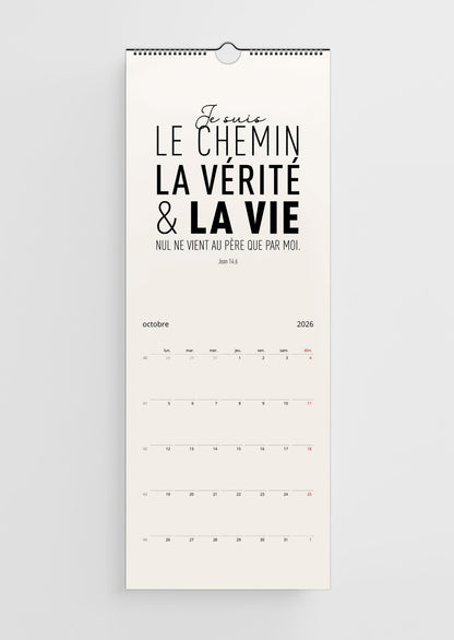 Calendrier mural Chrétien 2026 - Versets bibliques - 15x40cm