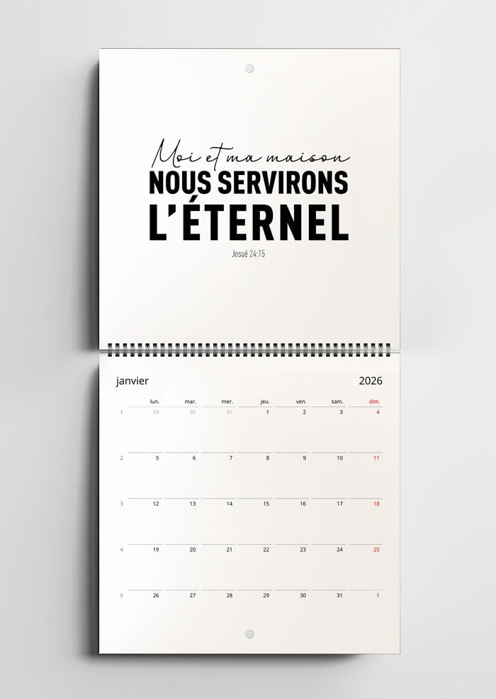 Calendrier mural Chrétien 2026 - Versets - Carré