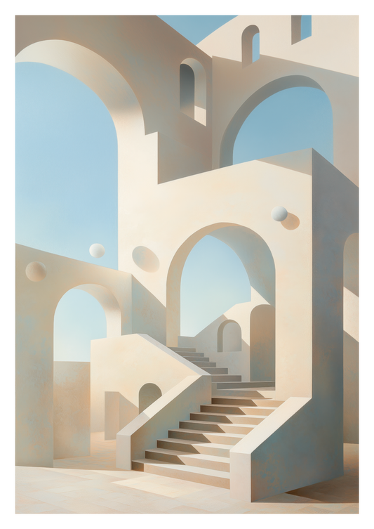 Affiche murale contemporaine d'une structure géométrique beige.