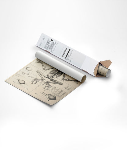 Emballage de l'affiche anatomie de la grenouille dans un carton triangulaire.