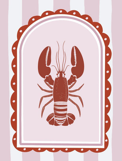 Poster déco pop d'un homard rouge en format 30x40cm