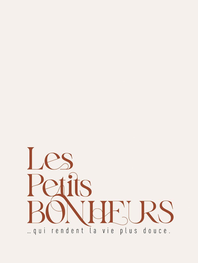 Poster citation "les petits bonheurs" sur fond clair en format 30x40cm