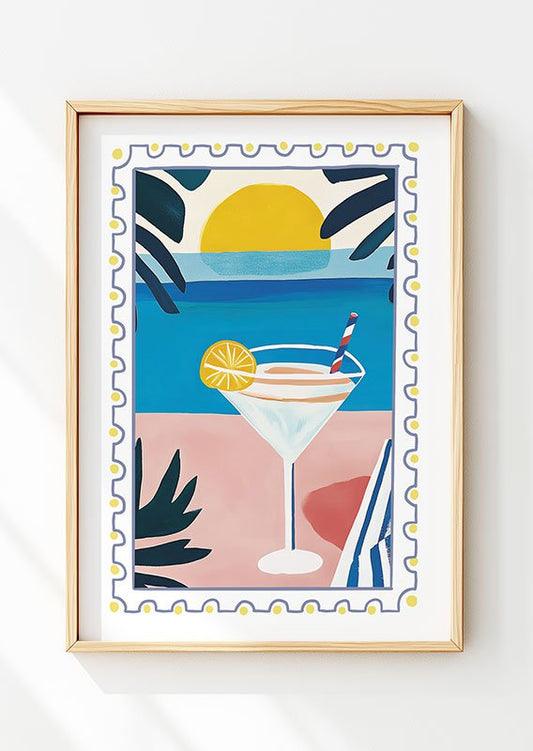 Martini Al Tramonto - Affiche Décoration Murale Été