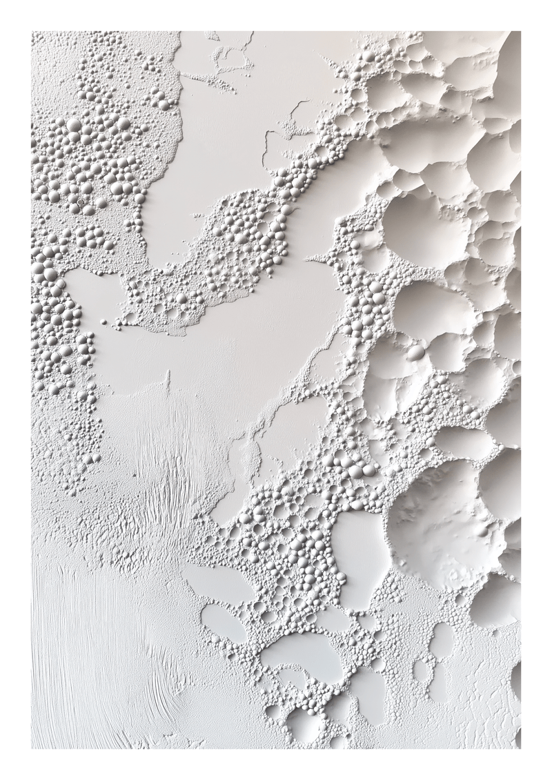 Affiche murale minimaliste d'un relief de bulles en plâtre.