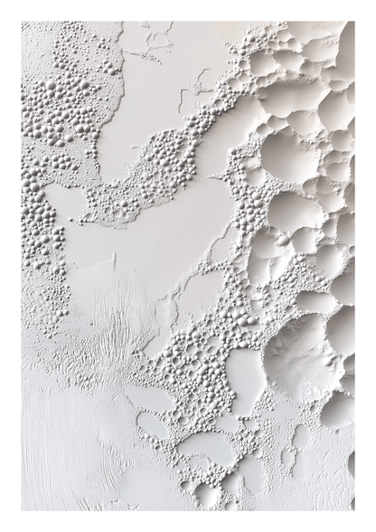 Affiche murale minimaliste d'un relief de bulles en plâtre.