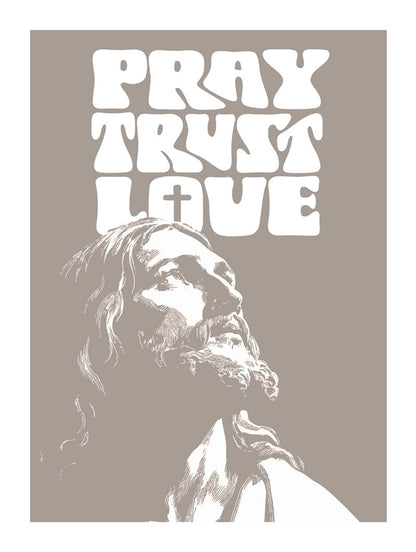 Format 30x40 cm du poster évangile jésus texte "pray trust love"
