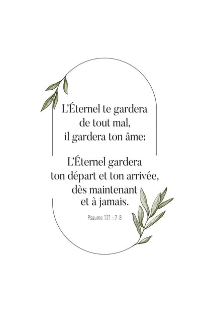 Affiche typographie verset de la bible avec feuilles d'olivier en format 40x60cm