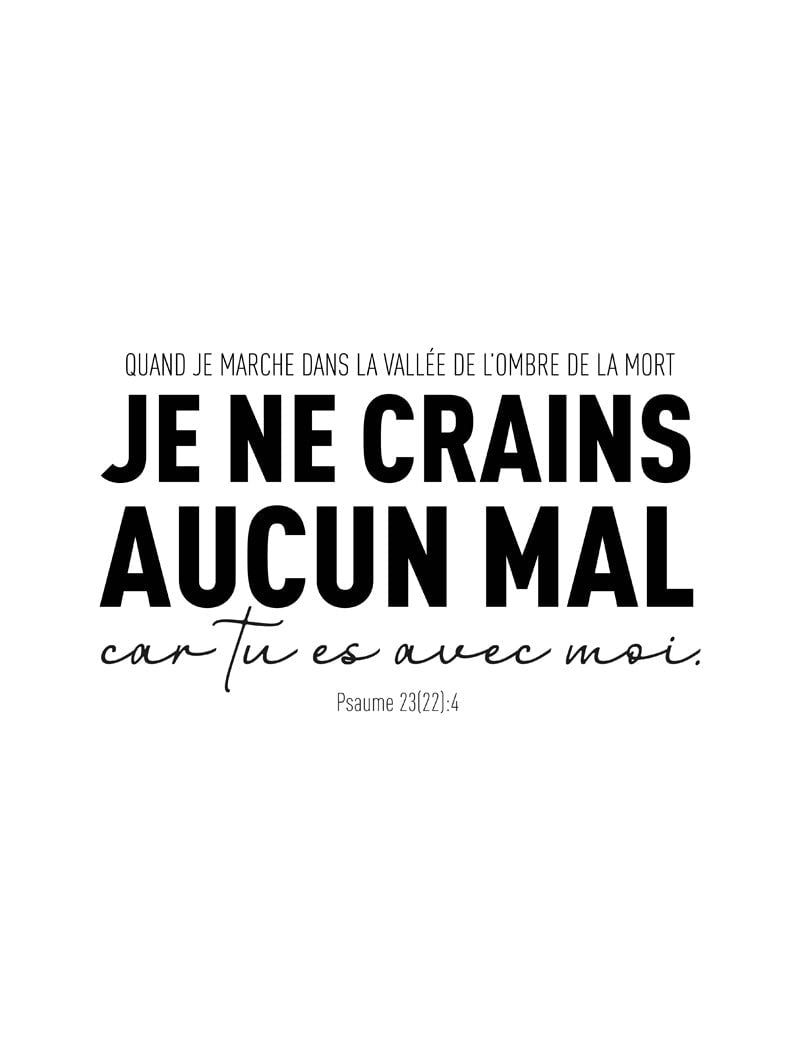 poster religion du psaume 23:4 "je ne crains aucun mal" en format 30x40cm