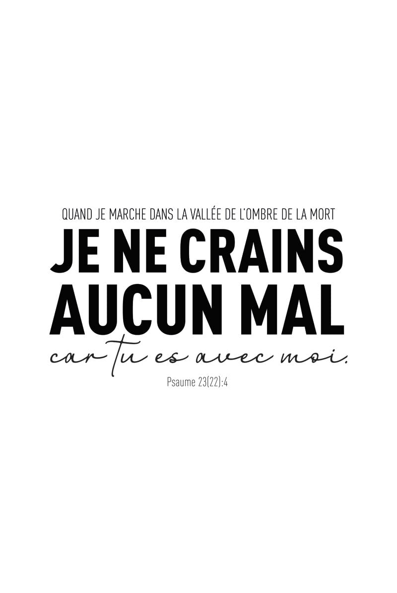 poster religion du psaume 23:4 noir sur blanc en format 40x60cm