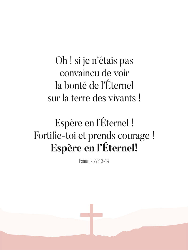 Affiche chrétienne du psaume 27:13-14, en format 30x40 cm