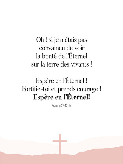 Affiche chrétienne du psaume 27:13-14, en format 30x40 cm