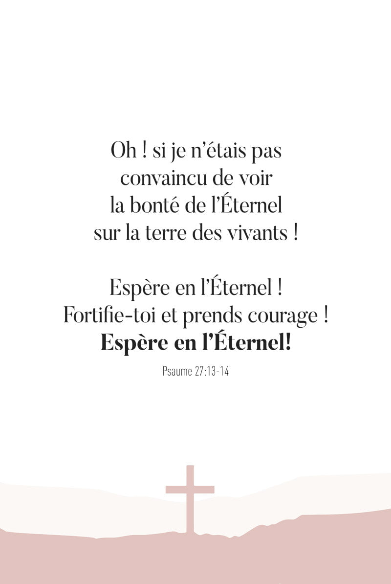 Poster biblique du psaume "espère en l'éternel" en format 40x60cm