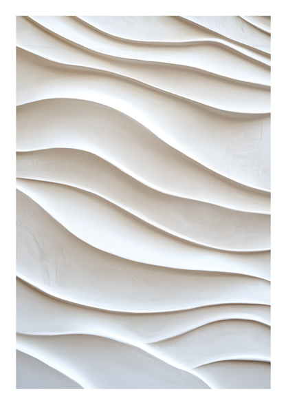 Affiche murale minimaliste représentant des vagues texturées peintes sur textile.