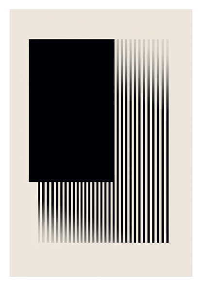 Affiche murale contemporaine d'un rectangle noir et de lignes noires, fond crème