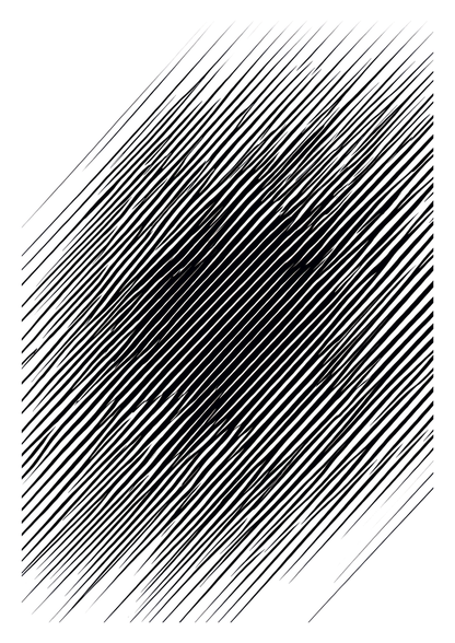 Affiche murale surréaliste d'une illusion d'optiques faite de lignes noires sur fond blanc.