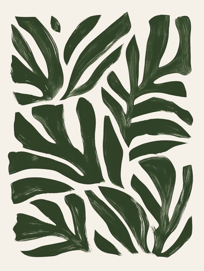 Poster abstrait feuilles tropicales en format 30x40 cm